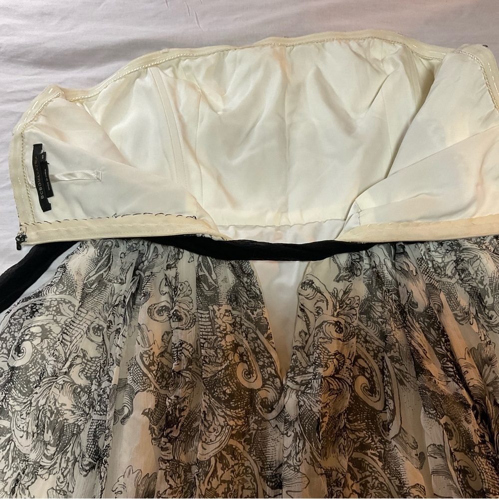 BCBGMaxAzria Cream and Black Strapless Silk Dress - Picture 7 of 13
